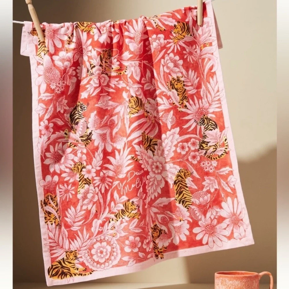 Anthropologie new Drive me wild cotton dishtowel x1